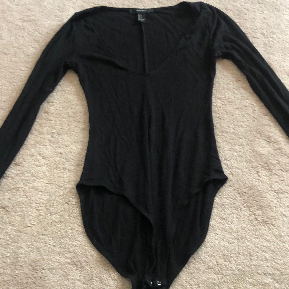Forever 21 Black V-Neck Bodysuit